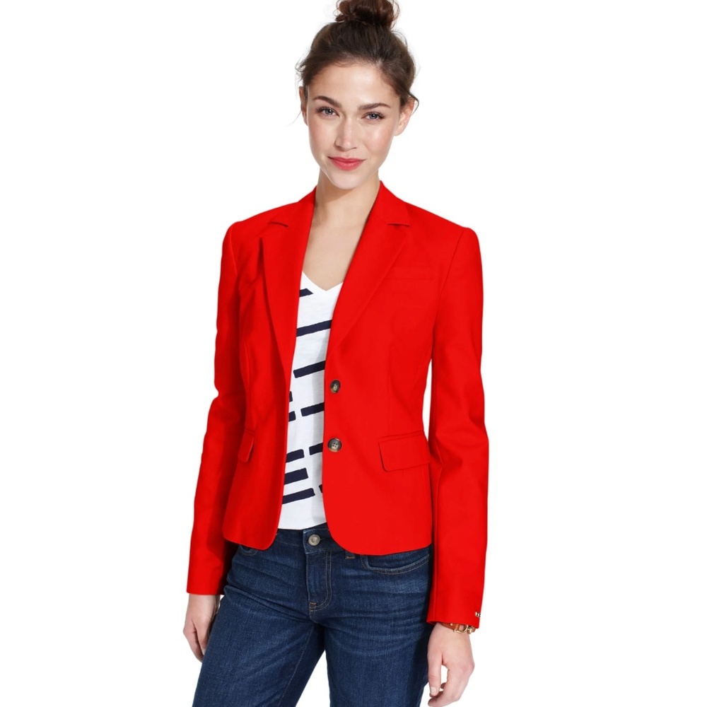 Red Tommy Hilfiger Blazer, seersucker lining, two buttons